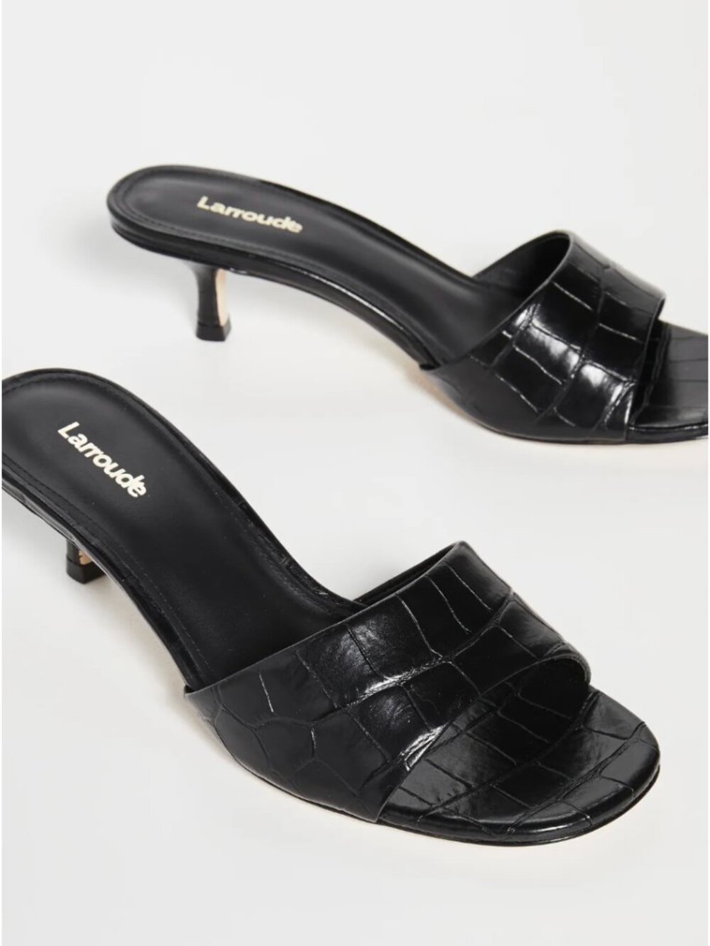 Larroude Vivi Kitten Black Mule Sandals
